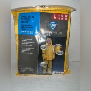 NWT PREMIUM 3 PIECE YELLOW RAIN  SUIT LARGE
